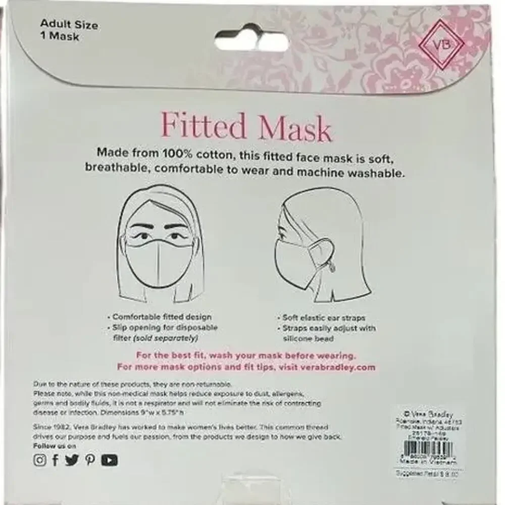 Lot 4 Vera Bradley Floral Cotton Mask w/ Tags, Adult Size